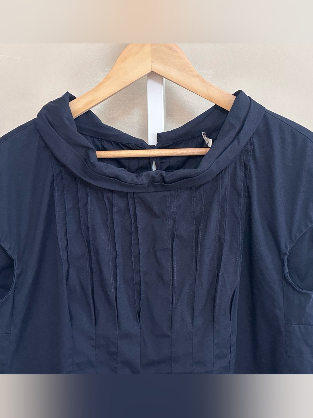Miu Miu Made in Italy Navy Pleated Poplin Blouse Top IT 42 - Picture 7 of 9